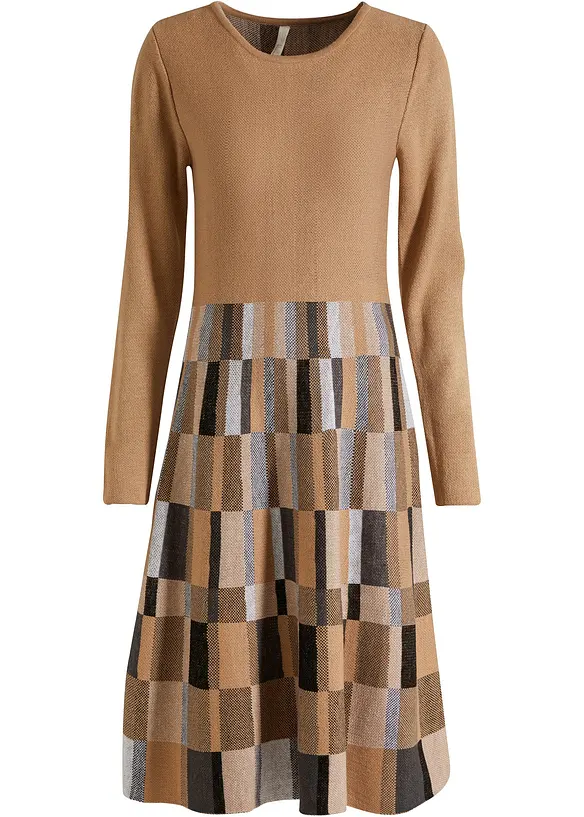 Robe évasée en maille à motif jacquard, bonprix