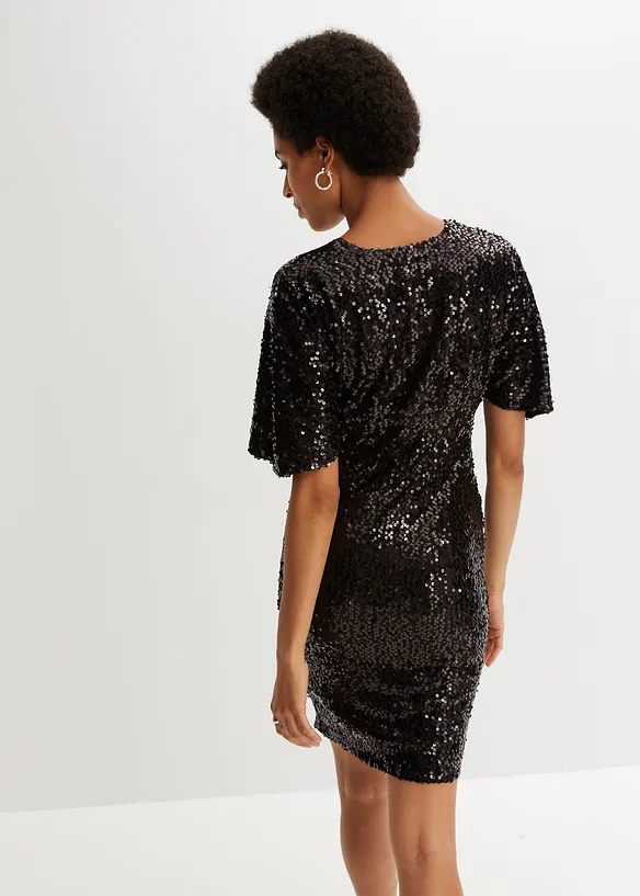 Robe à sequins et décolleté plongeant, bonprix