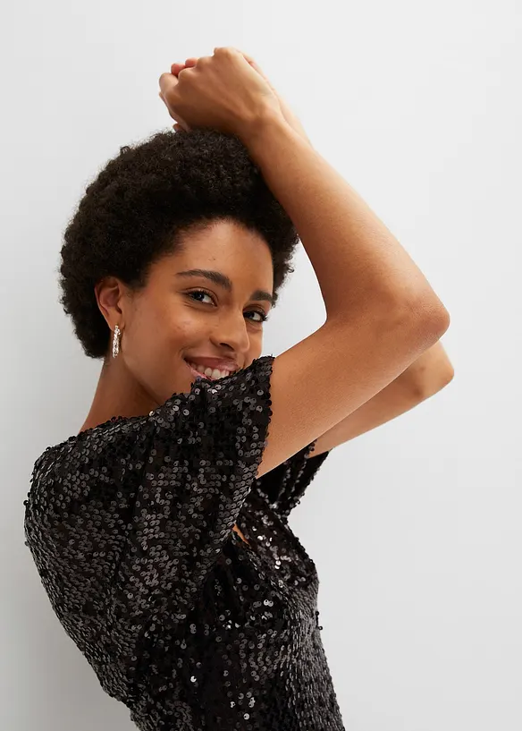 Robe à sequins et décolleté plongeant, bonprix