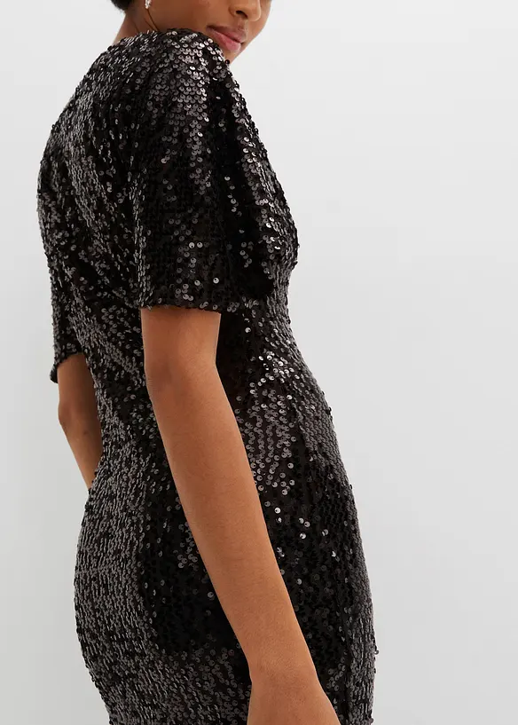 Robe à sequins et décolleté plongeant, bonprix
