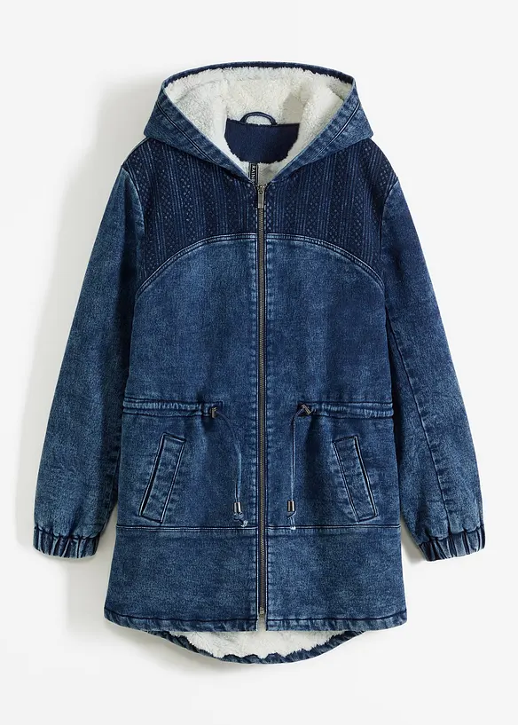 Parka en jean avec maille peluche, bonprix