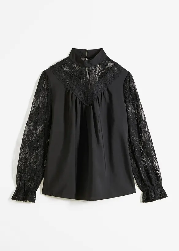 Blouse avec dentelle, bonprix
