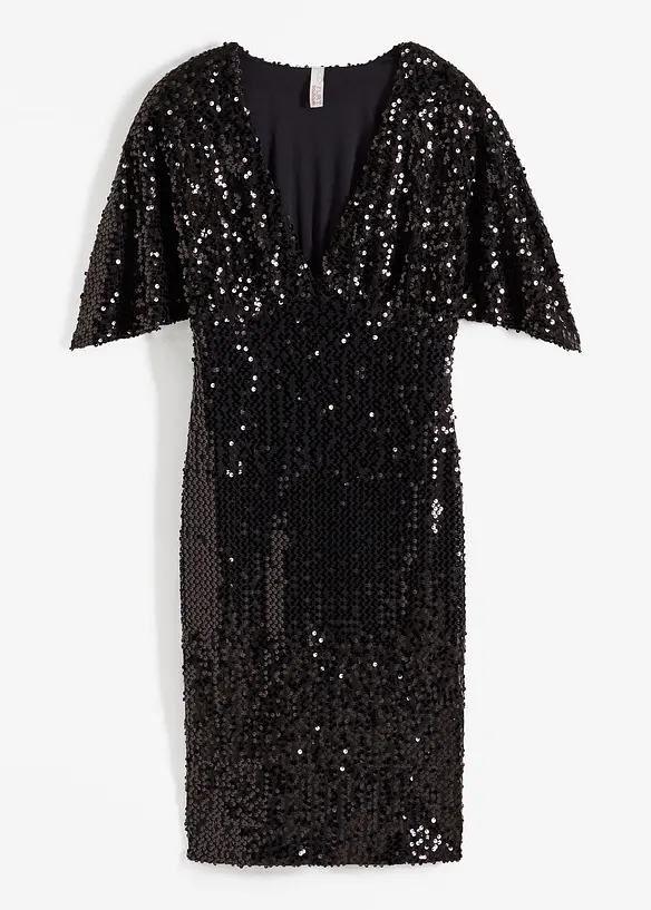 Robe à sequins et décolleté plongeant, bonprix