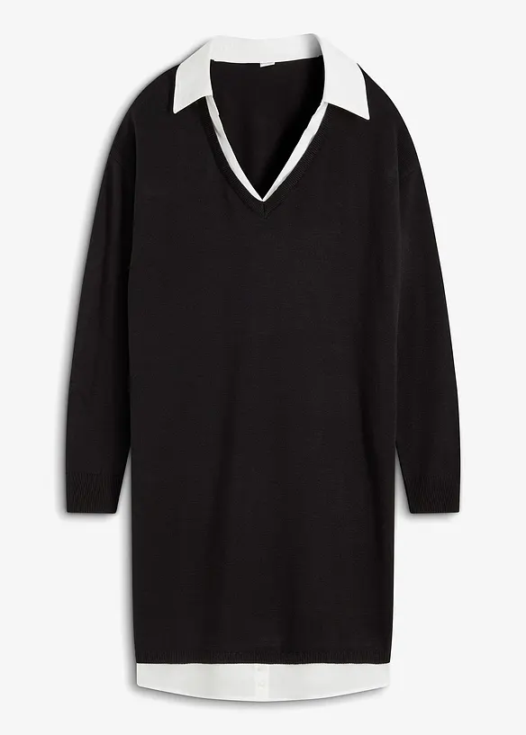 Robe en maille à empiècement chemisier, bonprix