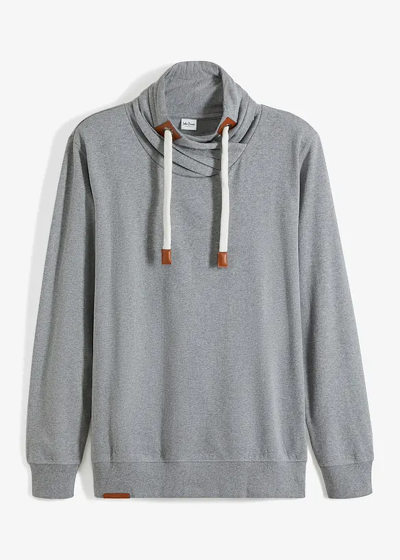 Sweat à col châle et détails enduits, bonprix