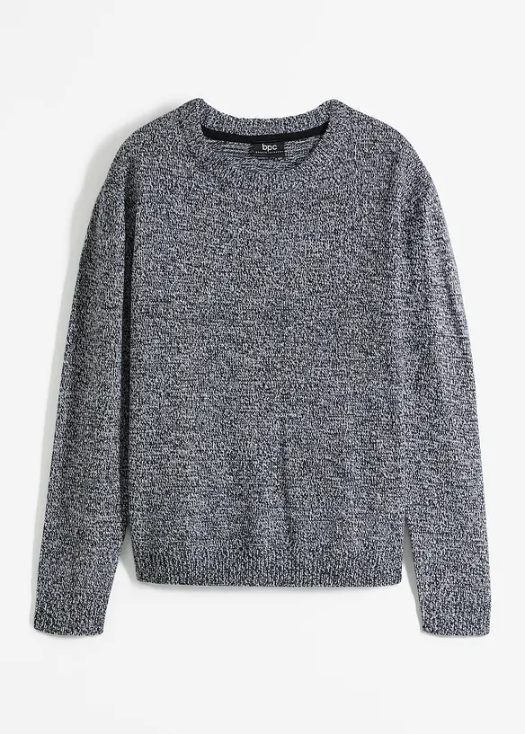 Pull en maille chinée à col rond, bonprix