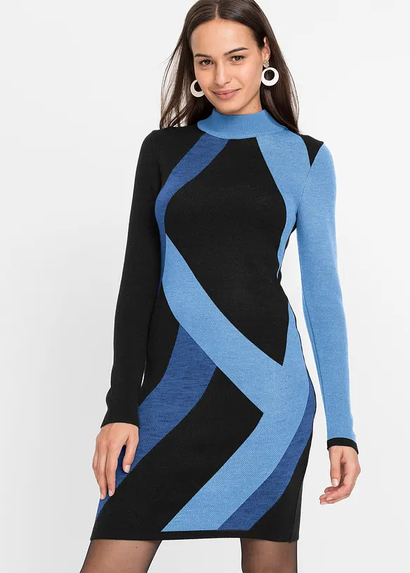 Robe en maille jacquard à rayures modernes, bonprix