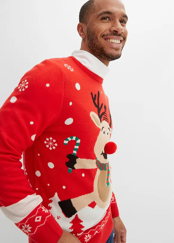 Pull en fine maille avec motif de Noël, bonprix