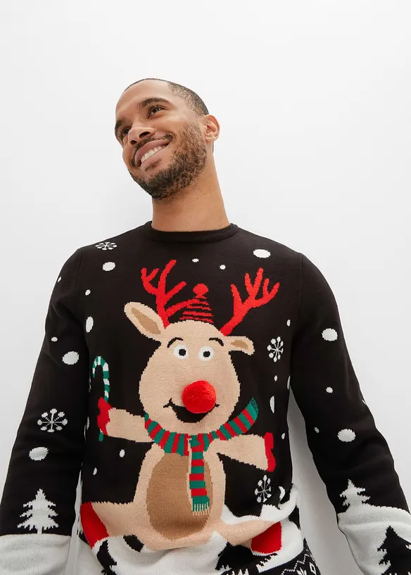 Pull en fine maille avec motif de Noël, bonprix