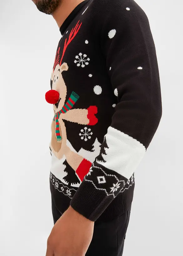 Pull en fine maille avec motif de Noël, bonprix