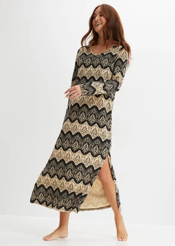 Chemise de nuit à manches longues avec fentes latérales, bpc bonprix collection