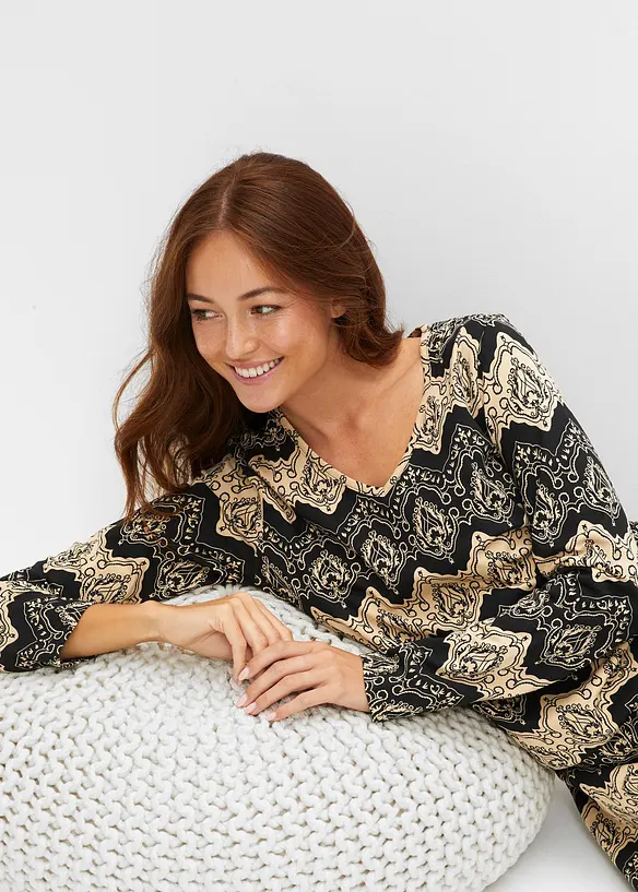 Chemise de nuit à manches longues avec fentes latérales, bpc bonprix collection