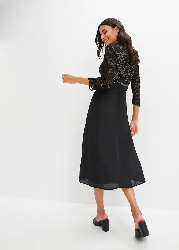 Robe en voile et dentelle, bonprix