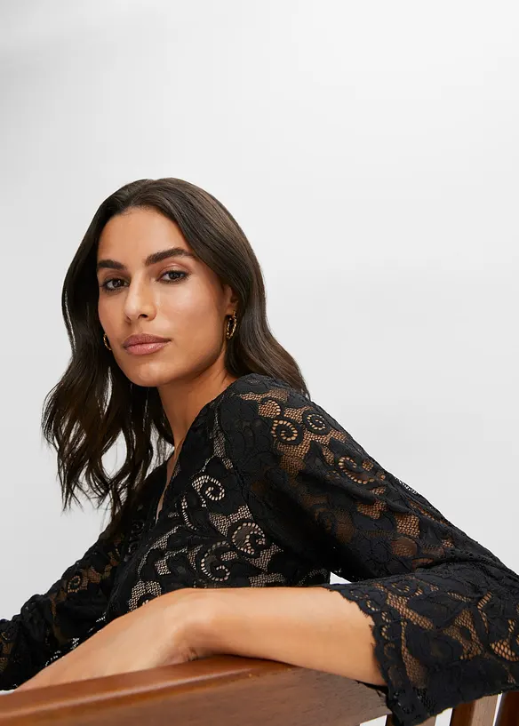 Robe en voile et dentelle, bonprix