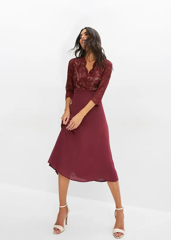 Robe en voile et dentelle, bonprix