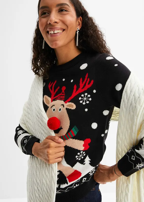 Pull col rond en fine maille, bonprix