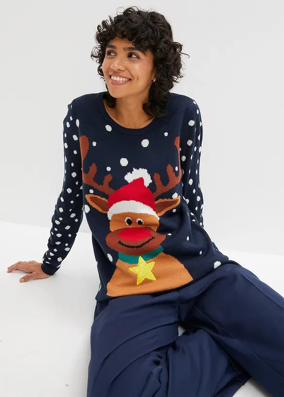 Pull de No&euml;l en fine maille, bonprix