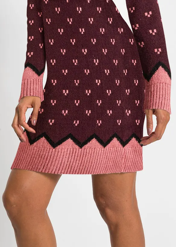 Robe en maille à motif norvégien, bonprix