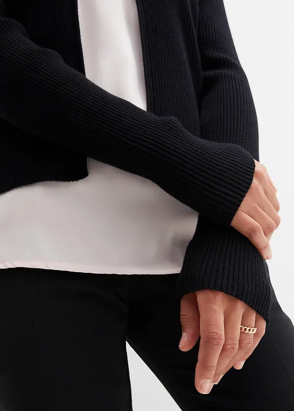 Gilet en maille avec col synth&eacute;tique, bonprix