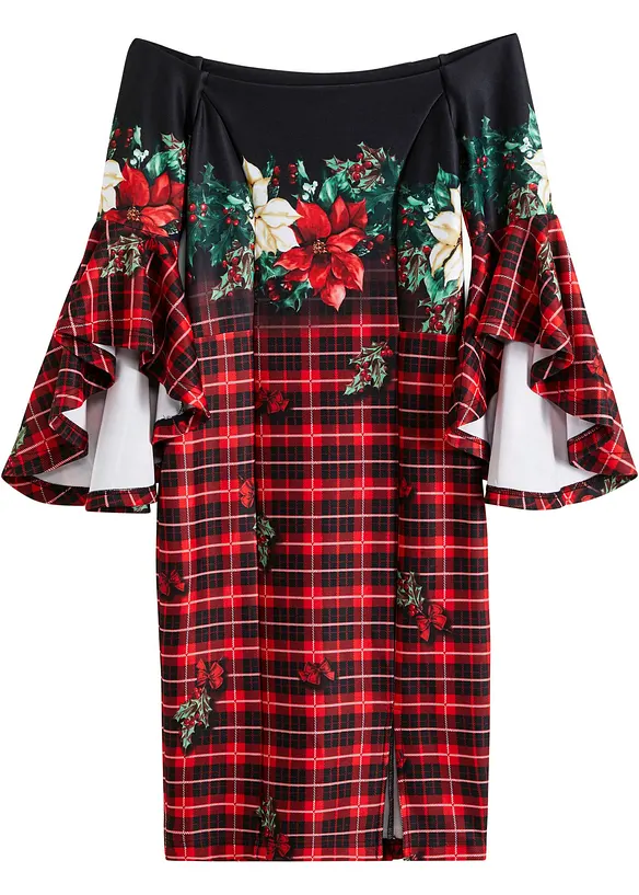 Robe Bardot de Noël en néoprène épais, bonprix