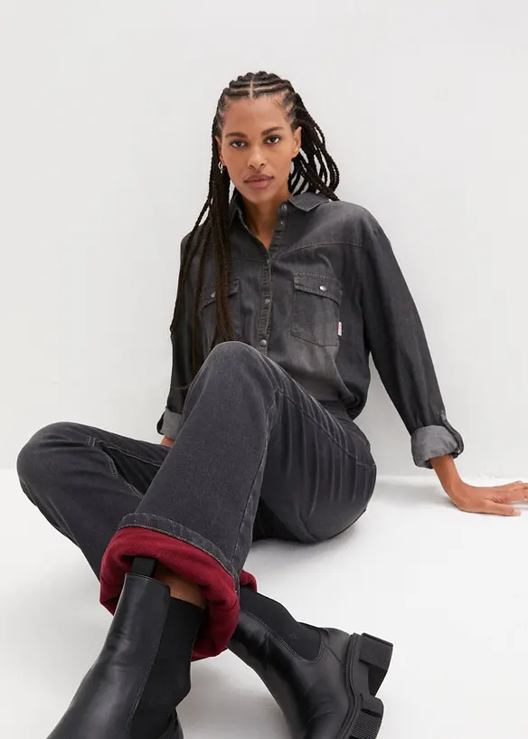 Jean bootcut taille haute, thermique, bonprix