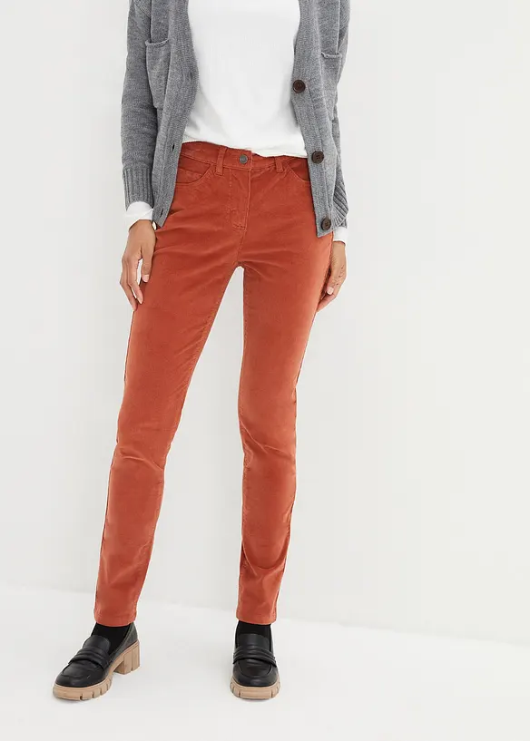 Pantalon slim en velours c&ocirc;tel&eacute; extensible, bonprix
