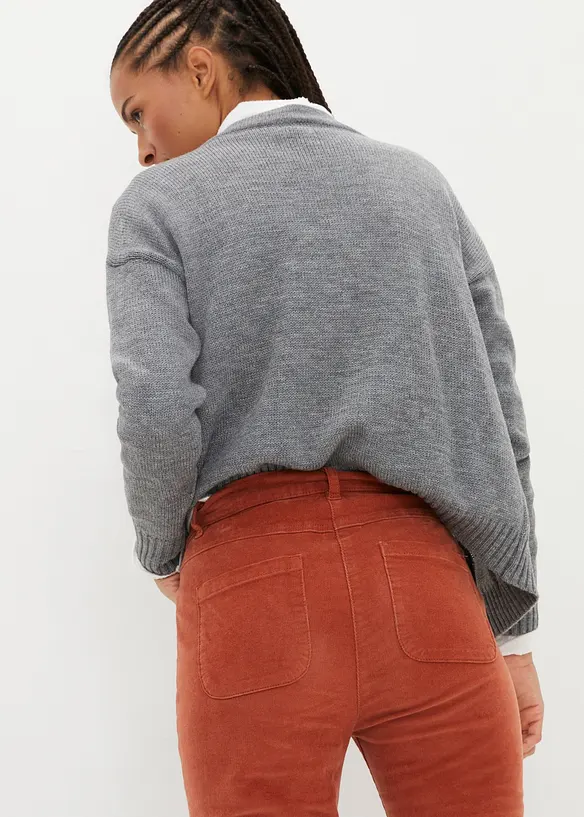 Pantalon slim en velours c&ocirc;tel&eacute; extensible, bonprix