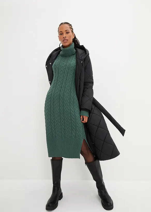 Robe en maille midi structur&eacute;e, bonprix