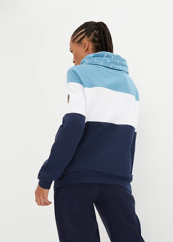 Sweat 100% coton à col imprimé, bonprix