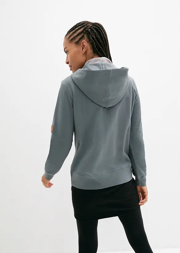 Sweat zippé à capuche, 100% coton, bonprix