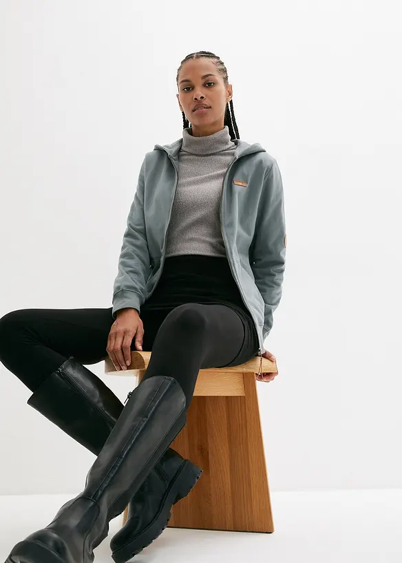 Sweat zippé à capuche, 100% coton, bonprix