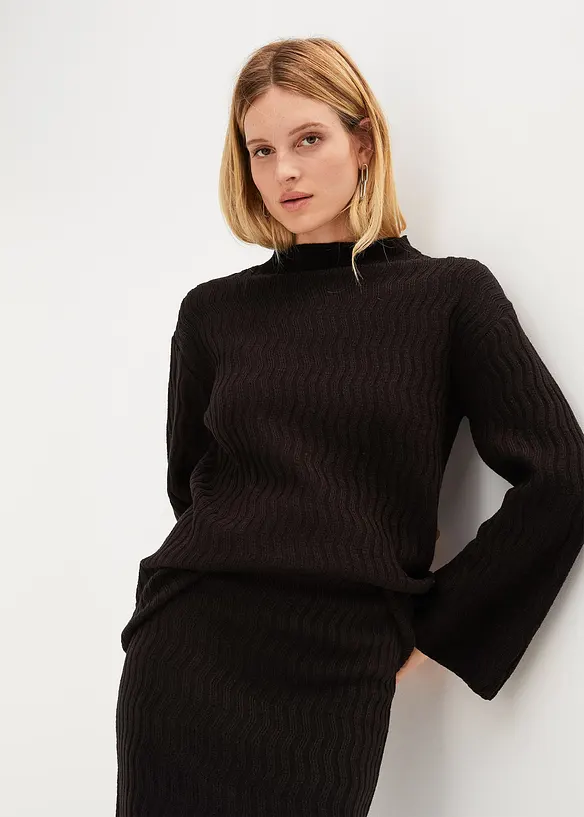 Pull en fine maille texturée, bonprix