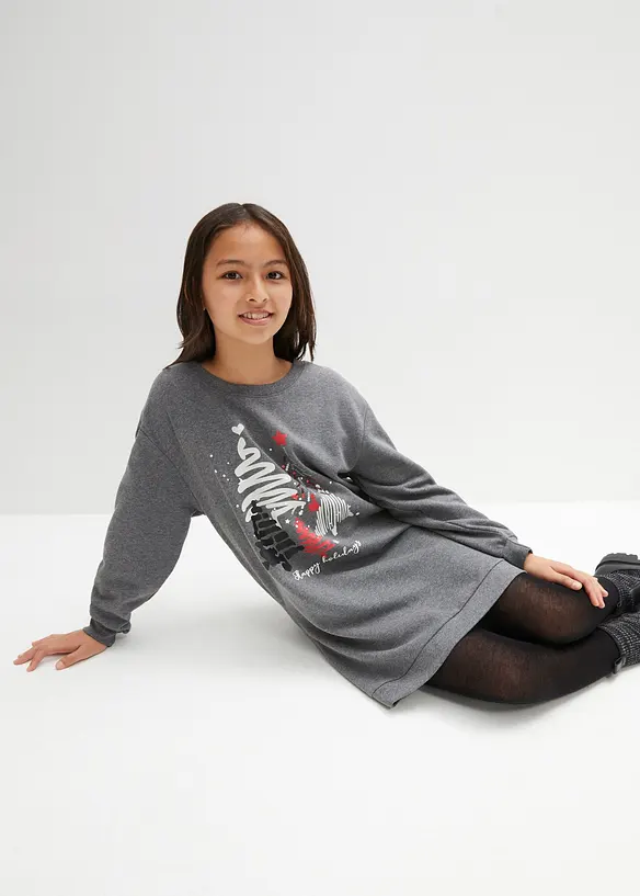 Robe sweat fille avec paillettes, bonprix