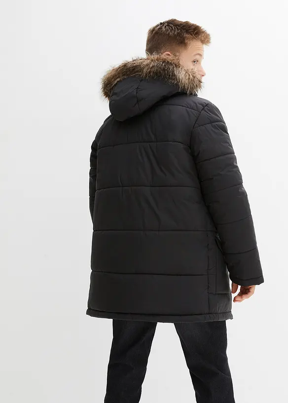 Parka d’hiver à détails enduits et capuche bordée, bonprix