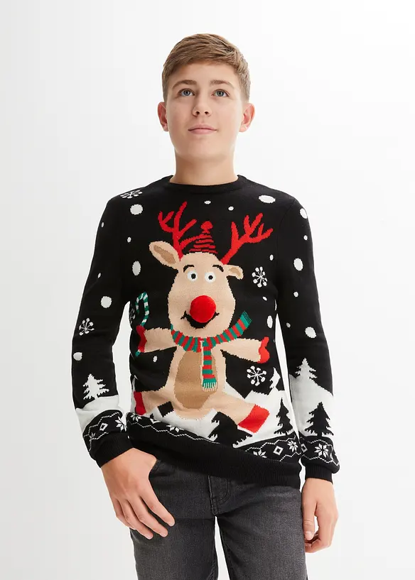Pull en maille enfant avec motif de Noël, bonprix