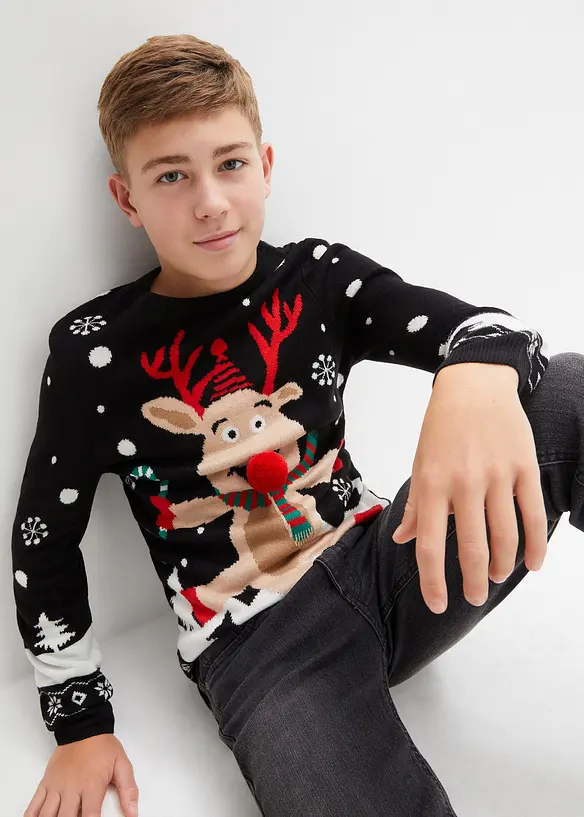 Pull en maille enfant avec motif de Noël, bonprix