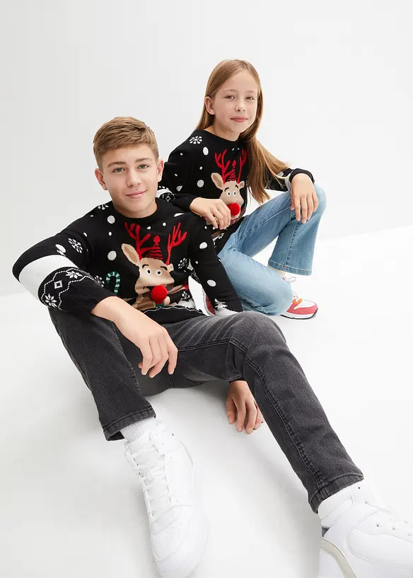 Pull en maille enfant avec motif de Noël, bonprix