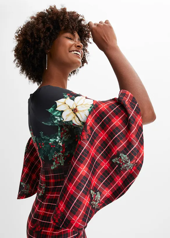 Robe Bardot de Noël en néoprène épais, bonprix