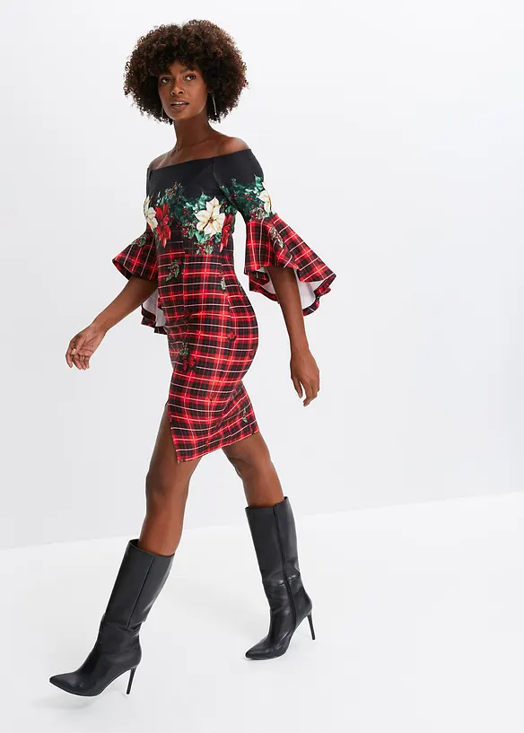 Robe Bardot de Noël en néoprène épais, bonprix