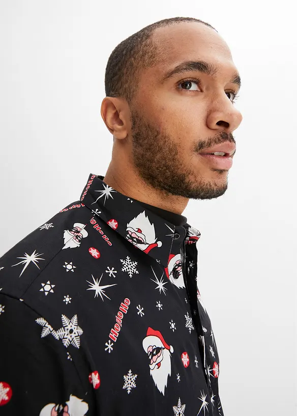 Chemise slim avec imprimé de Noël, 100% coton, bonprix