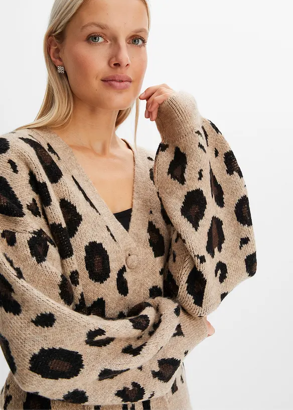 Gilet en maille léopard, bonprix