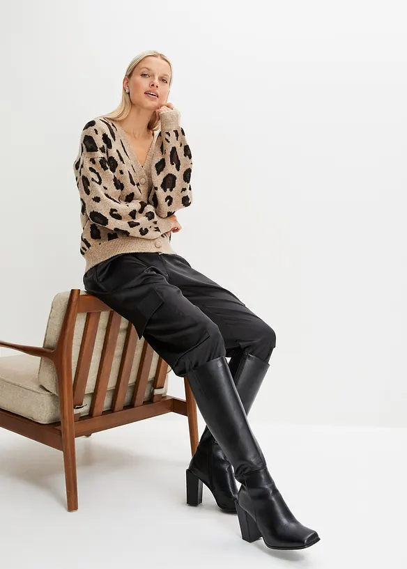 Gilet en maille léopard, bonprix