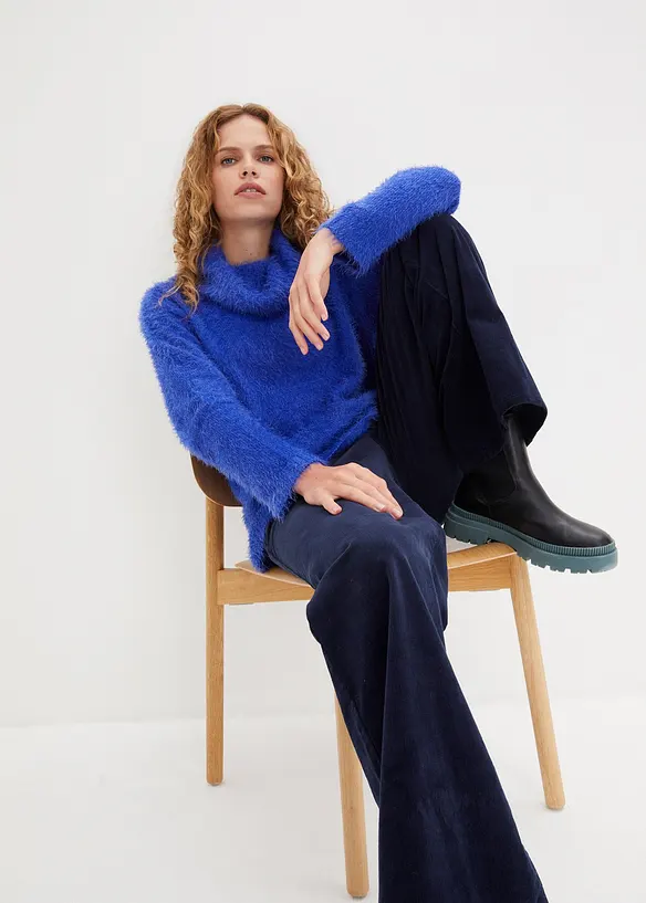 Pull col roulé en maille poilue, bonprix