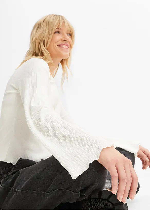 T-shirt manches longues en mati&egrave;re structur&eacute;e, RAINBOW