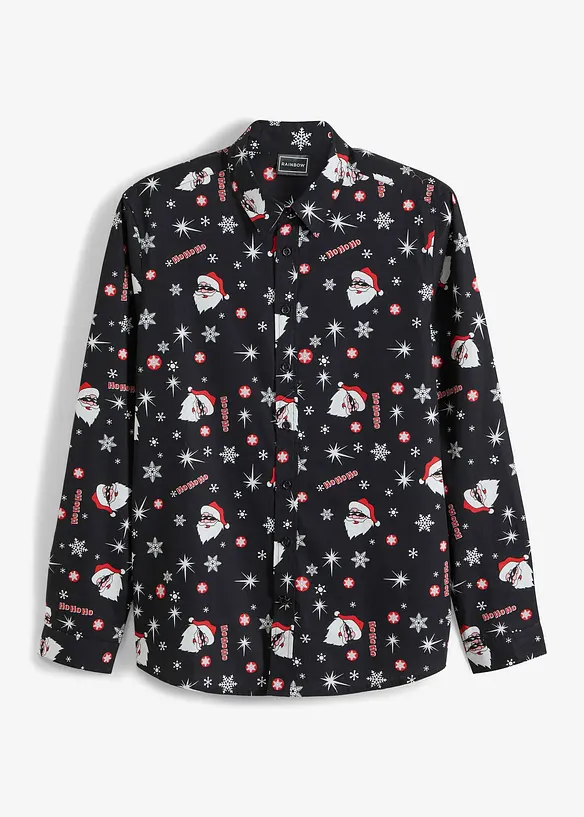 Chemise slim avec imprimé de Noël, 100% coton, bonprix