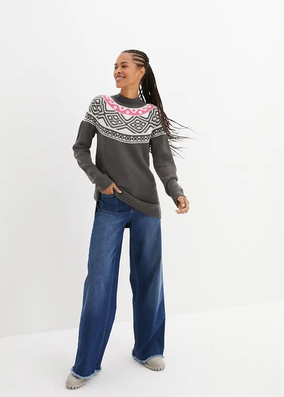 Pull norv&eacute;gien avec fentes lat&eacute;rales, bonprix