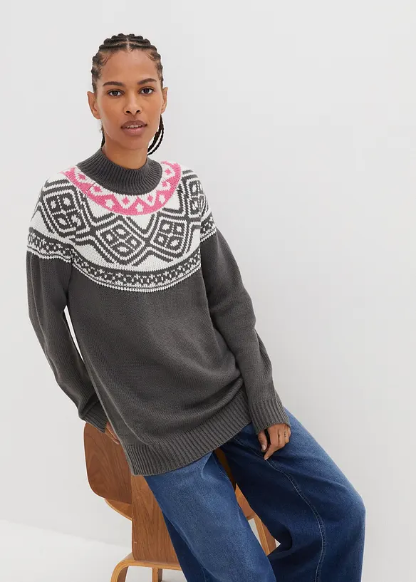 Pull norv&eacute;gien avec fentes lat&eacute;rales, bonprix