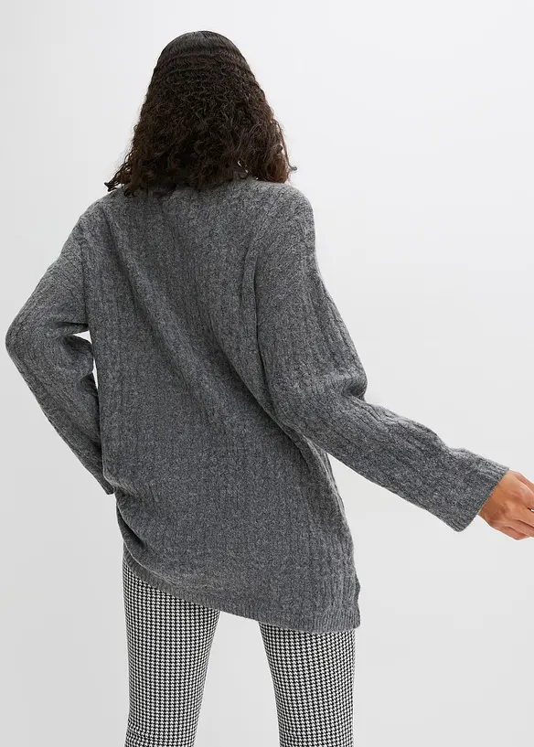 Pull long en maille torsadée, bonprix