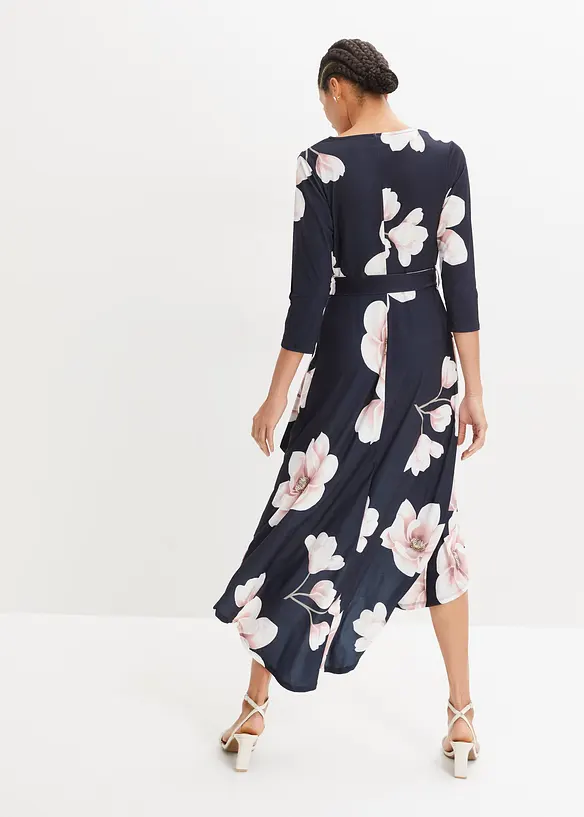 Robe longue derrière en jersey avec ceinture à nouer, bonprix