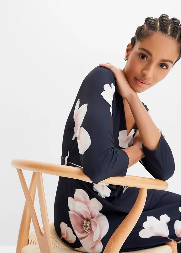 Robe longue derrière en jersey avec ceinture à nouer, bonprix